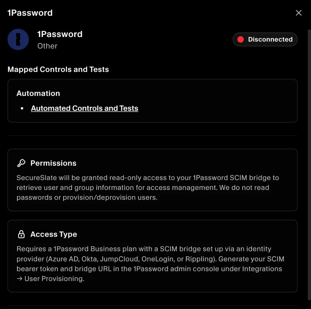 SecureSlate – 1Password integration overview
