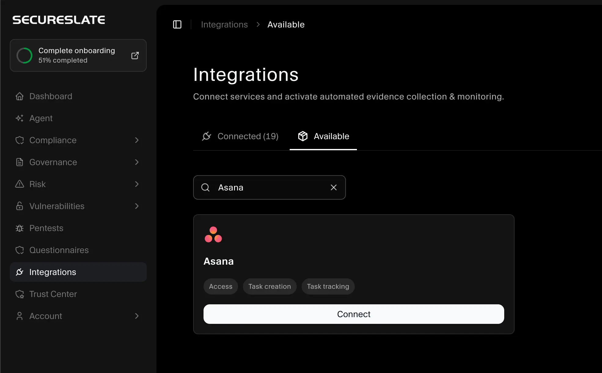 SecureSlate – Asana available integration