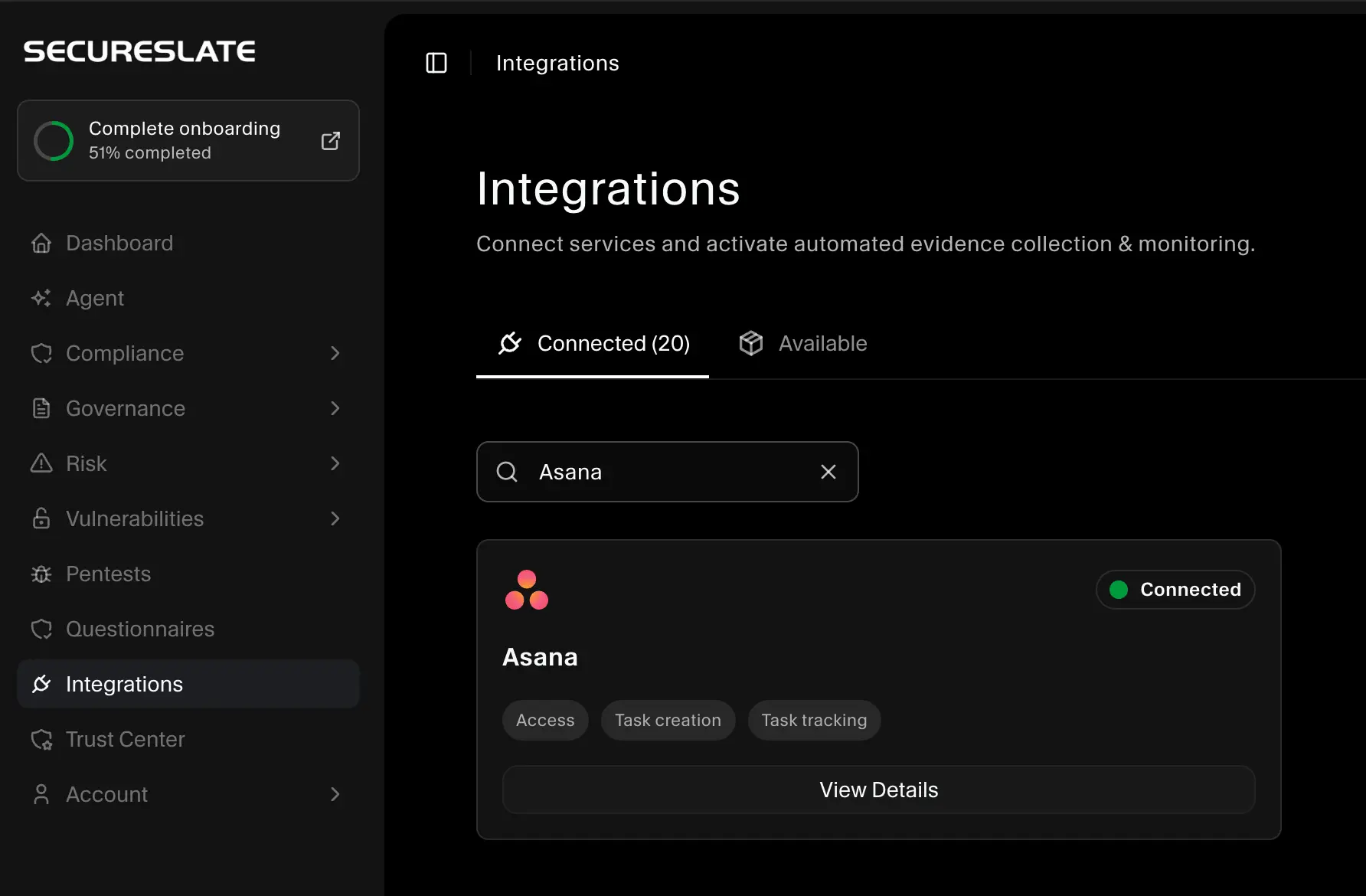 SecureSlate – Asana project and task tracking labels