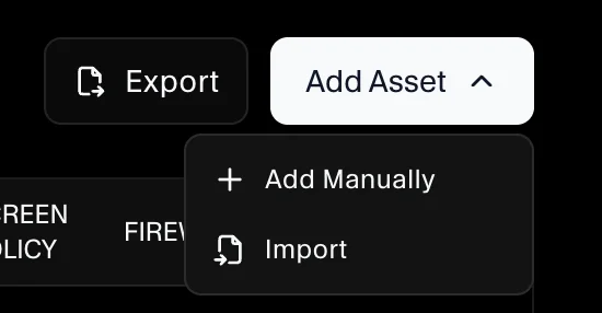 Add Asset menu