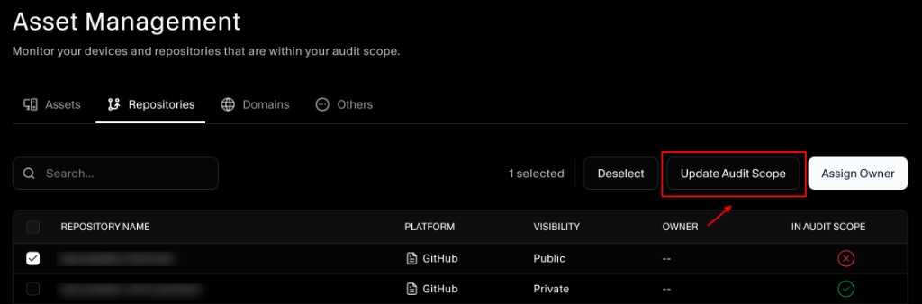 Update audit scope from Asset Management