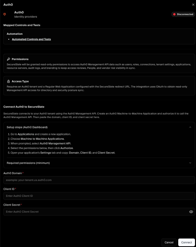 SecureSlate - Connect Auth0