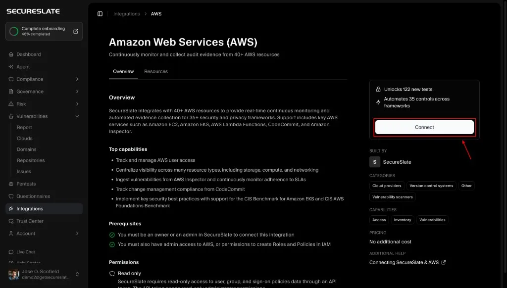 AWS integration overview → Connect