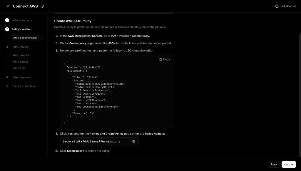 Create AWS IAM policy (JSON)