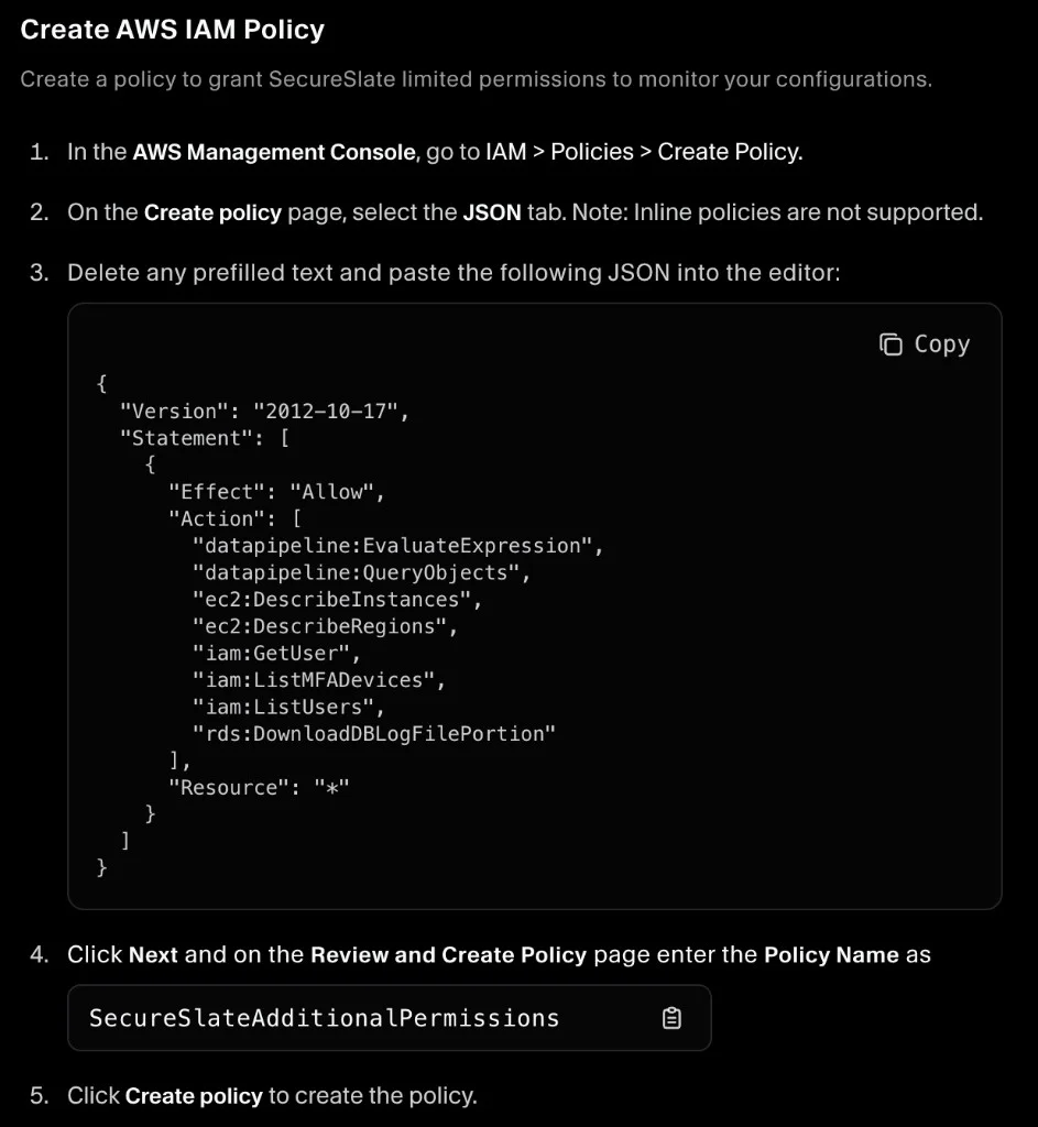 Create AWS IAM Policy