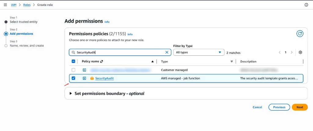 Attach SecurityAudit policy