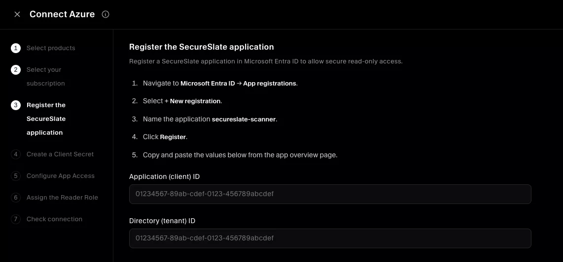 Select your Azure subscription and environment type