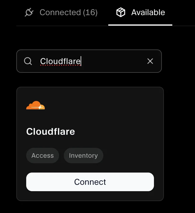 SecureSlate Integrations — Available — Cloudflare Connect