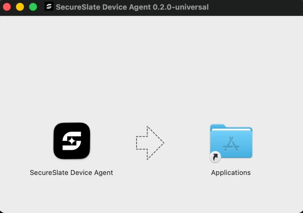Dragging SecureSlate Device Agent into the Applications folder
