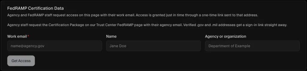 Requesting access with a work email