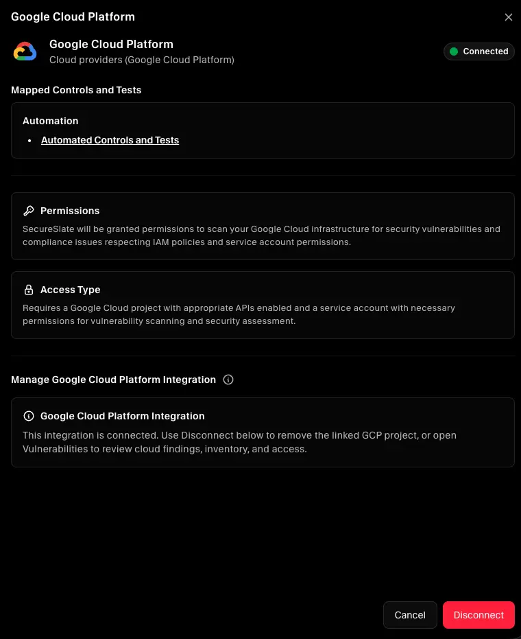 Google Cloud Platform integration details