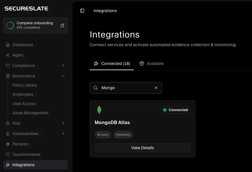 SecureSlate – MongoDB Atlas connected successfully