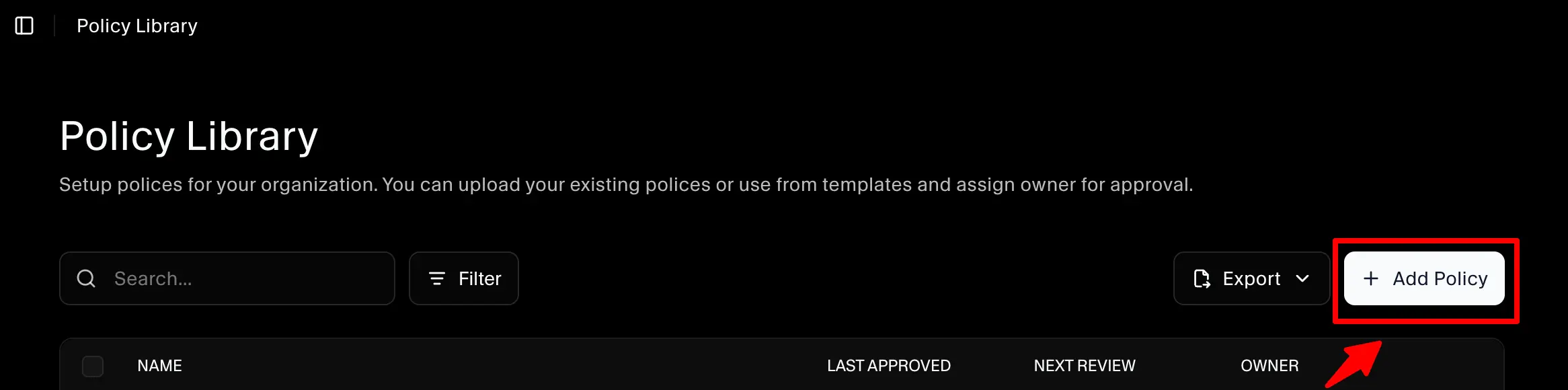 Add custom policy drawer