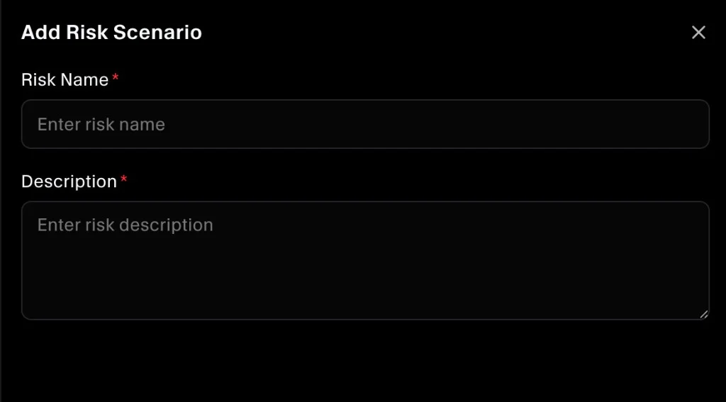 Add Risk Scenario form (custom risk)