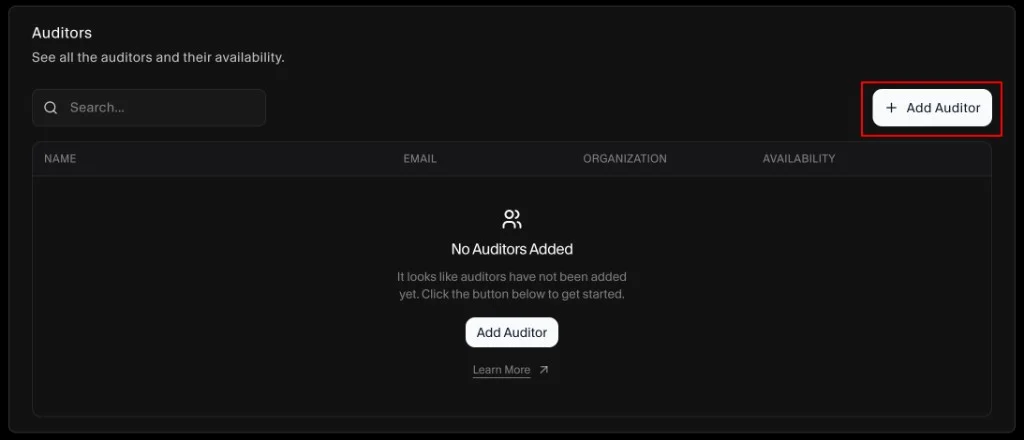 Auditors - Add Auditor