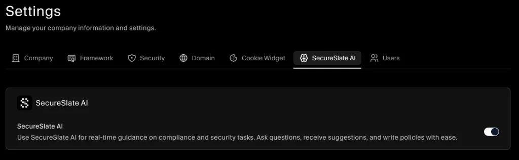 Settings - SecureSlate AI