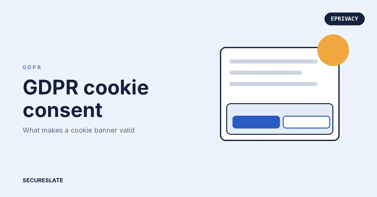 Website cookie banner with equal Accept and Reject buttons, illustrating valid GDPR cookie consent
