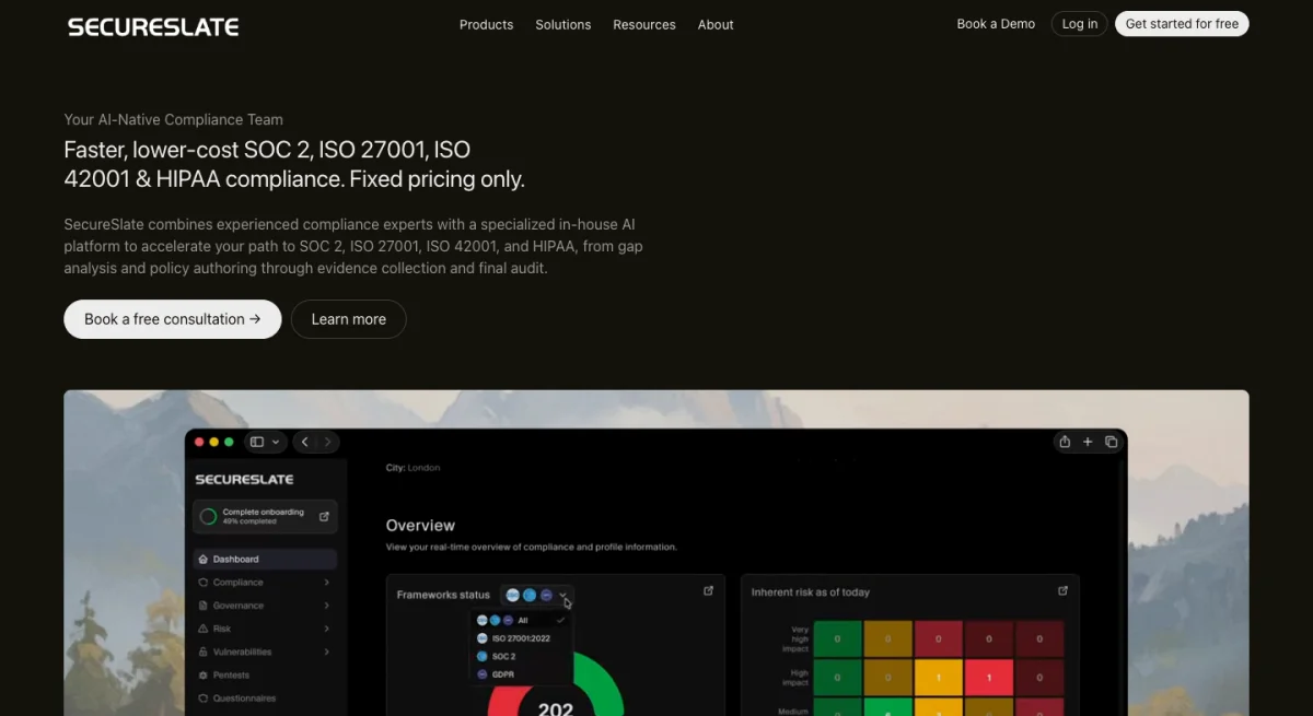 SecureSlate homepage