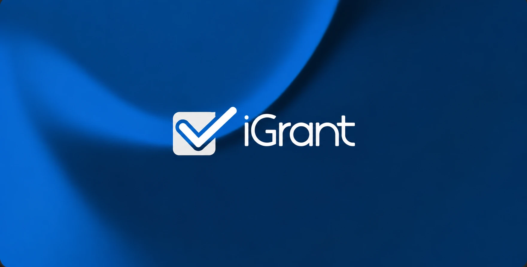 iGrant logo on a deep blue gradient background
